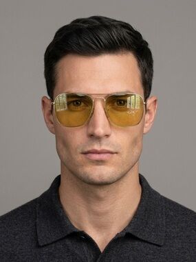 Vintage B&L Ambermatic Yellow Sunglasses - 58mm, etched lenses 🇺🇸